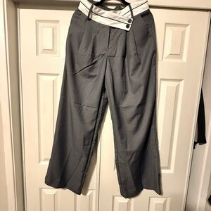 Commense Wide-Leg Pants with White Striped Waistband